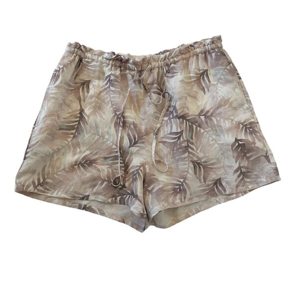 Cloth & Stone Palm Print High Rise Linen Blend Shorts Size L - Picture 1 of 6